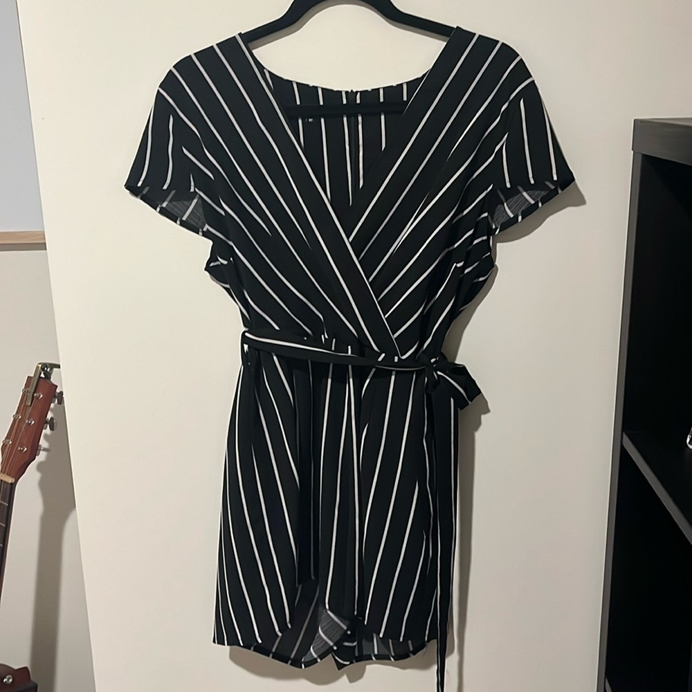 Black and white striped playsuit/romper